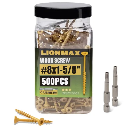 Vista 39 de LIONMAX Tornillos de cubierta de 3/4 pulgadas, tornillos para madera #8 x 3/4 pulgadas, 100 unidades, resistentes a la corrosión, revestimiento