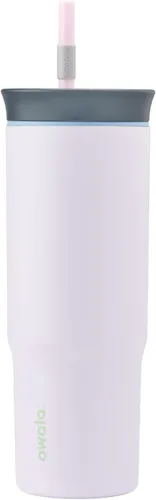 Vista 8 de Owala - Vaso de viaje aislado de acero inoxidable de triple capa con tapa resistente a derrames y pajilla, sin BPA, 24 onzas, marrón/verde