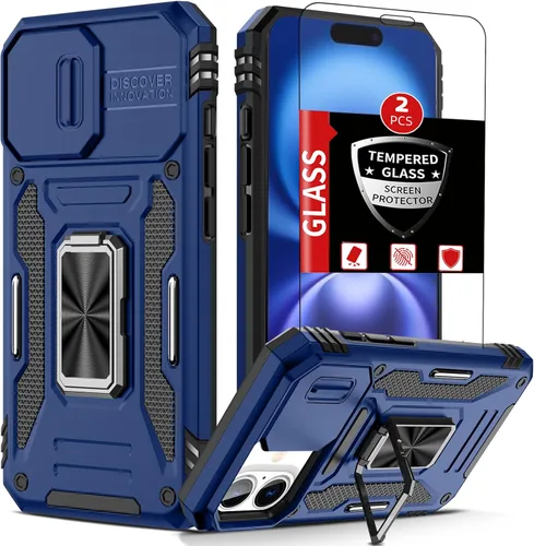 Vista 18 de Funda para iPhone 12 Pro Max con 2 protectores de pantalla, cubierta deslizante integrada para cámara para 12Pro Max, funda para teléfono