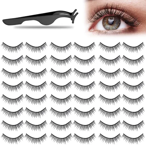 Nuogo 24 pares de pestañas postizas reutilizables autoadhesivas, sin necesidad de pegamento, aspecto natural, pestañas fáciles de aplicar, con
