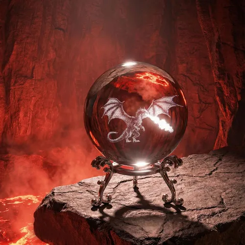 ZEERSHEE Bola de cristal de dragón 3D de 2.4 pulgadas con soporte de dragón que respira fuego decoración regalos para niños y niñas