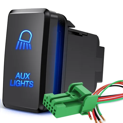 Vista 24 de Interruptor de botón de luz de punto Nilight 12V ENCENDIDO Apagado con kit de cable conector 1.54" x 0.83" de repuesto para Toyota Tacoma Tundra