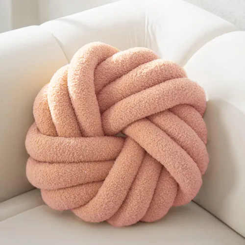 Vista 8 de XIAIJIA Almohada redonda negra suave con nudo, almohada de felpa con nudo para sofá, almohadas decorativas anudadas para cama, sala de estar