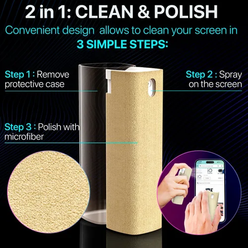 Vista 3 de IO CLEAN Mini spray limpiador de pantalla – Limpiador de pantalla a prueba de dedos para teléfonos inteligentes, iPads, MacBooks, laptops, pantallas