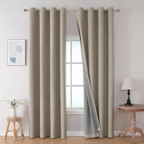Vista 35 de Joydeco Cortinas opacas de 72 pulgadas de largo, 2 paneles burg, cortinas de oscurecimiento de habitación para dormitorio, cortinas térmicas Negro