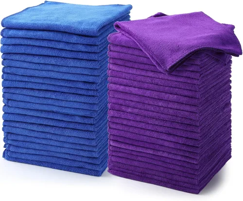 Vista 16 de Nuenen 60 paños de limpieza de microfibra para automóviles de 16 x 16 pulgadas, ultra absorbentes, suministros de limpieza reutilizables, 6