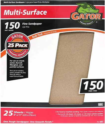 Vista 16 de Gator - Hojas de lijado multisuperficie de 9 x 11 pulgadas, grano 36, paquete de 25
