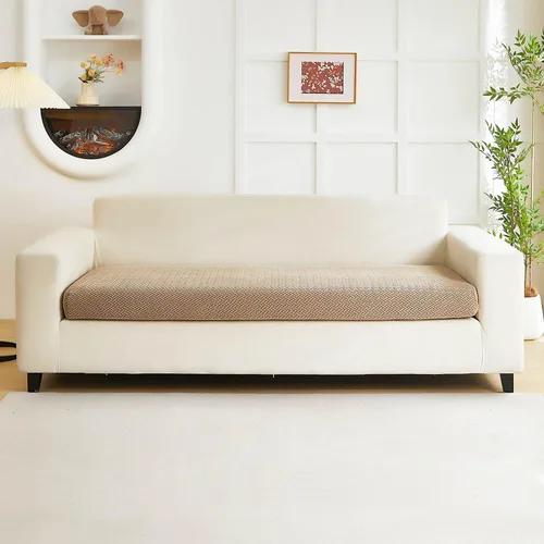 Vista 17 de Fundas de sofá, aptas para mascotas, de cojín universales, elásticas lavables para sofá modular (funda de 2 asientos y diván, con textura color azul)