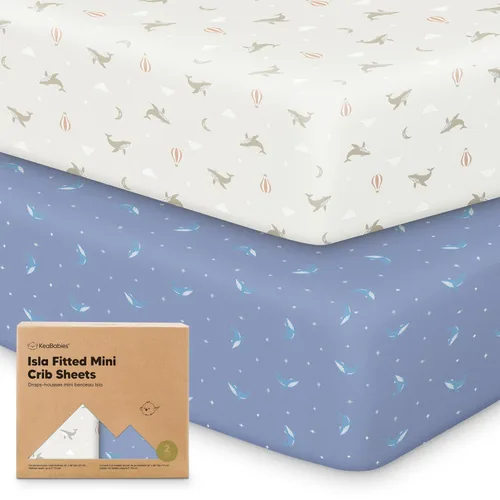Vista 14 de Sábanas ajustadas para Pack and Play - Paquete de 2 sábanas mini para cuna para Pack N Play, colchón 38x26, ropa de cama suave y acogedora