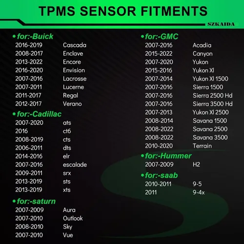 Vista 3 de TPMS Sensors Sistema de monitoreo de presión de neumáticos preprogramado de 315 MHz Reemplazo por: Chevy Silverado Impala Equinox GMC Sierra Yukon