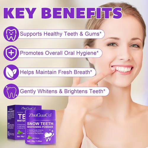 Vista 11 de Polvo blanqueador de dientes – Polvo blanqueador de dientes de nieve con fórmula Pap+, sin peróxido, sin sensibilidad y seguro para el esmalte