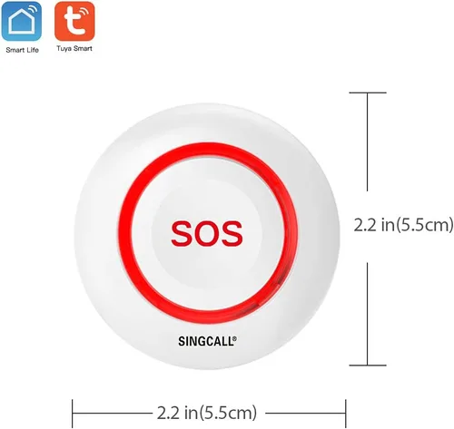 Vista 2 de SINGCALL Buscapersonas de cuidador Botón de alerta de pánico Botón de alerta médica Botón de emergencia para ancianos Campana de alarma SOS