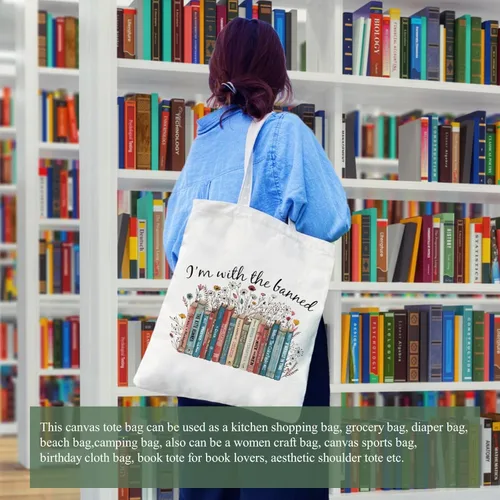 Vista 4 de Andeiltech - Bolsa de lona para mujer, con diseño de gato bonito y estética, bolsas reutilizables para compras y comestibles, con bolsillo