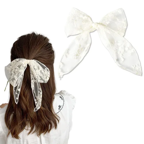 Pinzas para el cabello con lazo de encaje blanco, lazos para el cabello para mujeres y niñas, pinzas para el pelo, pinzas para el cabello para