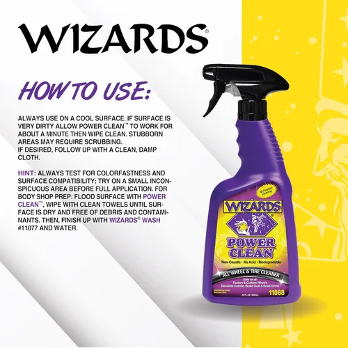Vista 3 de Wizards Power Clean - Limpiador de ruedas y neumáticos, no cáustico y sin ácido, biodegradable para interiores de automóviles, seguro en todo tipo