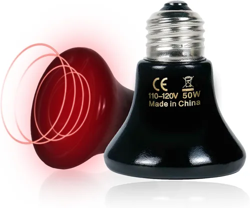 Emisor de calor de cerámica no ligero de 50 W (paquete de 2 lámparas de calor de reptiles de 0.2 pulgadas a 2.362 in) para terrarios, criadores e