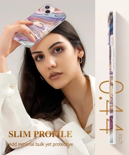 Vista 4 de GVIEWIN Funda de mármol para iPhone 13, con protector de pantalla y protector de lente de cámara