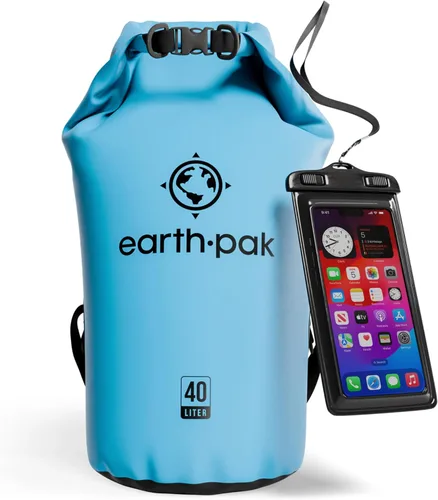 Vista 57 de Earth Pak Bolsa Seca Impermeable - Mochila Impermeable de Cierre Enrollable Superior Mantiene el Equipo Seco para Kayak con Funda Impermeable