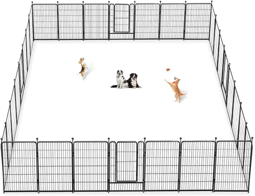 Vista 11 de Corralito para perros, 40 pulgadas, 8 paneles, valla para perros al aire libre, resistente, corral para perros grandes, medianos y pequeños, corral