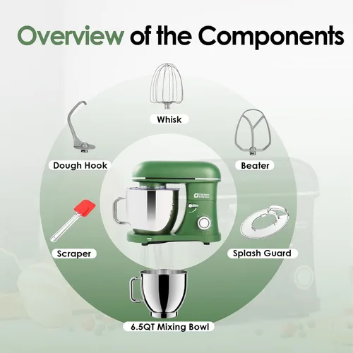 Vista 9 de Kitchen in the box Stand Mixer, 8.5 Quart Standing Mixer 900 Watt, Heavy Bread Dough Standing Mixers Tilt-head with Dough Hook, Whisk, Flat Beater