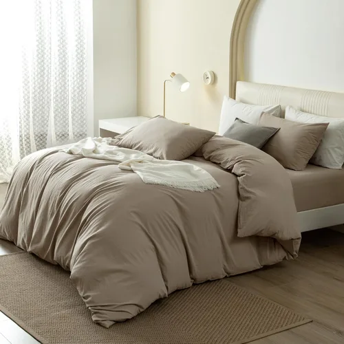 Vista 74 de JIYUAN - Juego de 3 piezas de 1 funda de edredón de algodón 100% lavado de 90x90 pulgadas (relleno no incluido) y 2 fundas de almohada, cómodo