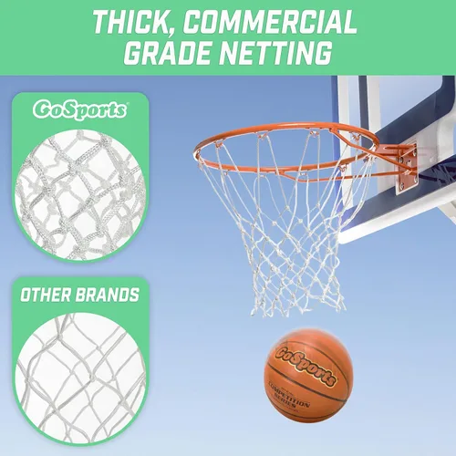 Vista 4 de GoSports Red de baloncesto de repuesto con 12 bucles, resistente para aros de interior y exterior, borde no incluido