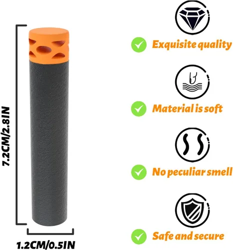 Vista 2 de EKIND 100 piezas de 2,83 pulgadas diseño hueco TPR dardos de cabeza suave rellenos de espuma tipo bala para armas Nerf N-strike Elite, negro