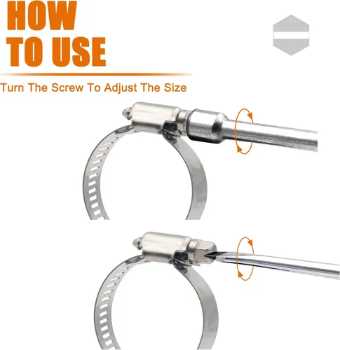 Vista 4 de ISPINNER Juego de 30 abrazaderas de manguera 6-51mm (1/4"-2") Ajustable 304 Acero inoxidable Engranaje de gusano Abrazaderas de manguera 6 tamaños