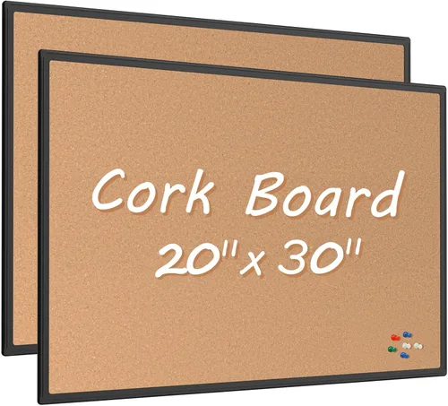 Vista 12 de Board2by Tablero de anuncios de corcho de 20 x 30, tablero de corcho con marco de aluminio negro, tablero de oficina para corcho de pared, tablero