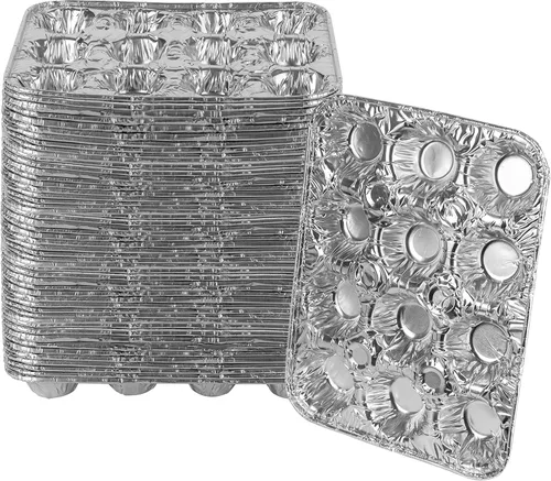 Vista 12 de PLASTICPRO Moldes de papel de aluminio para muffins reutilizables y desechables, molde de papel de aluminio para muffins y tartas
