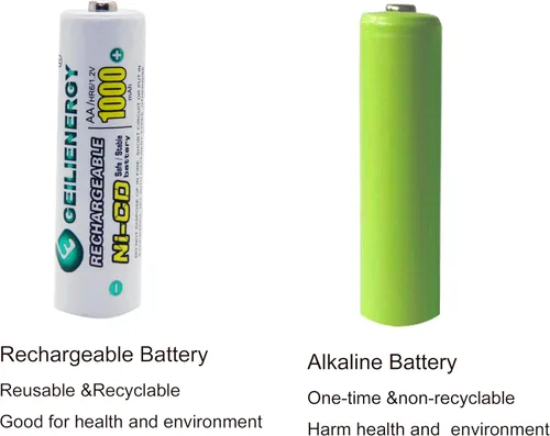 Vista 5 de GEILIENERGY Pilas recargables AA Ni-CD de 1000 mAh, pilas recargables AA para luces solares (paquete de 8)