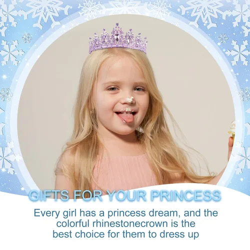 Vista 7 de Tiaras para niñas, coronas de cumpleaños de KICOSY para mujeres, diadema de tiara de princesa con diamantes de imitación de cristal, decoración
