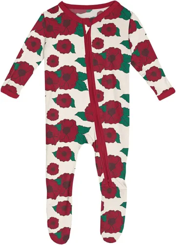 Vista 10 de KicKee Baby & Toddler - Pijama de viscosa ultrasuave de bambú con patas abatibles y puños