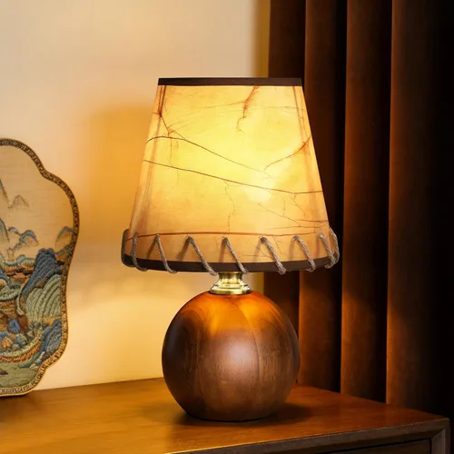 Vista 11 de Lámpara gótica con pantalla de bosque de 7.1 pulgadas, lámpara de árbol con base de madera maciza, lámpara de iluminación ambiental regulable de 3