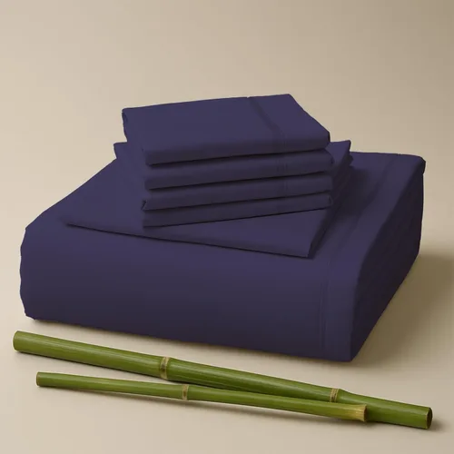 Vista 26 de Sacred Thread Juego de sábanas de 6 piezas de rayón derivado de bambú, juego de ropa de cama y fundas de almohada con bolsillos profundos, ropa