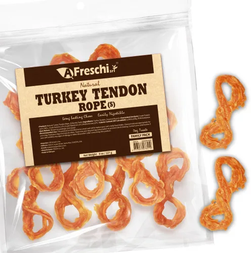 Vista 18 de A Freschi srl Tendones de pavo para perros, golosinas saludables para perros de origen estadounidense, masticables para cachorros sin piel cruda