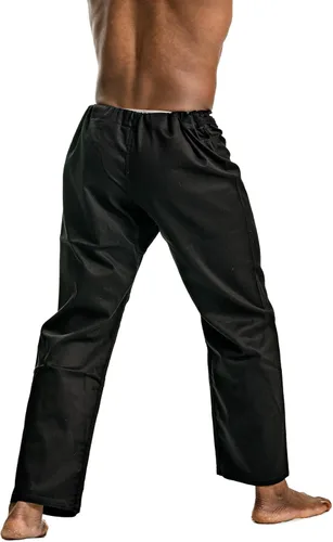 Vista 3 de Ronin - Pantalones de karate de peso medio, 100% algodón, 8 onzas, cordón tradicional, color blanco y negro, calidad y comodidad
