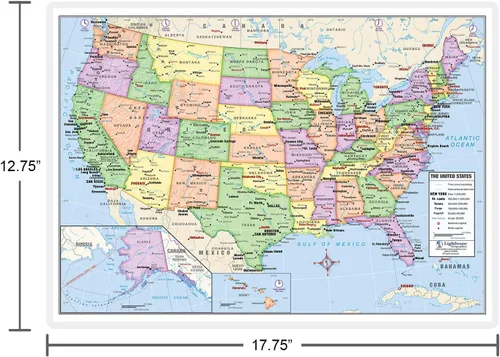Vista 3 de US and World Desk Map (13" x 18" Laminated) for Students, Home or Classroom Use by Lighthouse Geographics