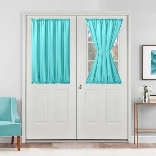 Vista 72 de Hiasan Cortinas francesas para puerta de privacidad, cortina frontal semitransparente con bolsillo para barra para ventana de puerta, 1 panel