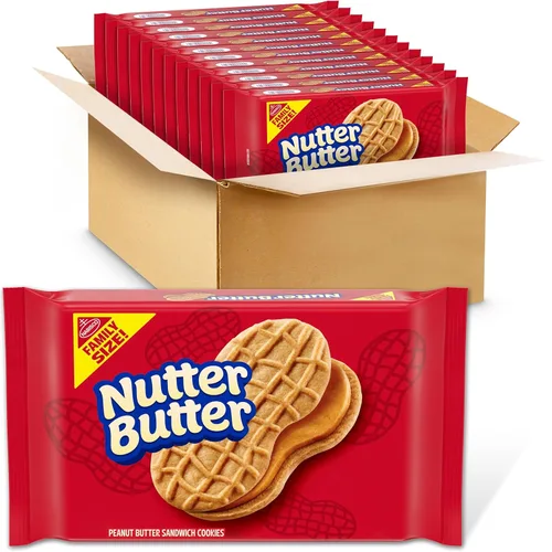 Vista 22 de NUTTER BUTTER Galletas sándwich de mantequilla de maní, tamaño familiar, 16 onzas