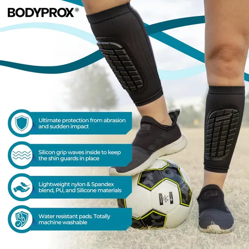 Vista 6 de Mangas de espinilleras de fútbol para hombres, mujeres y jóvenes