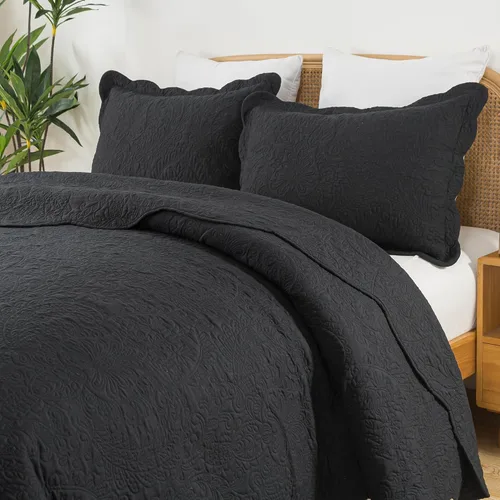 Vista 18 de HoneiLife Juego de colcha de tamaño Queen de 3 piezas y de microfibra, ligera, cubrecamas reversibles, funda de cama retro, juego de ropa de cama