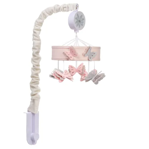 Vista 4 de Lambs & Ivy Baby Blooms Pink Butterfly Musical Baby Cuna Móvil Chupete Juguete
