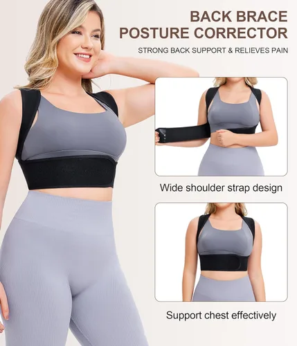 Vista 5 de URSEXYLY Corrector de postura para mujer, ajustable, para la parte superior de la espalda, alisador de espalda transpirable, soporte para aliviar