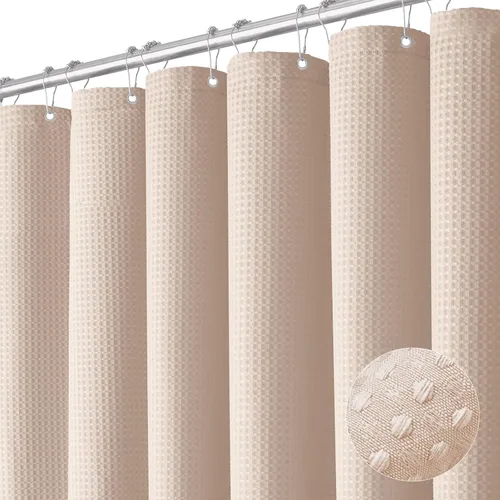 Vista 10 de Cortina de ducha Dynamene de tela blanca, cortinas de ducha de lujo para hotel con textura de nido de abeja, cortinas de baño pesadas de 72