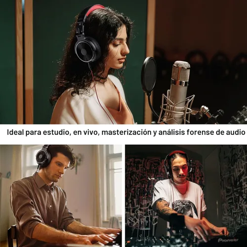 Vista 6 de OneOdio - Auriculares con cable de diadema para estudio y mezcla de DJ, auriculares estéreo con controladores de neodimio de 50 mm y conector de 1/4