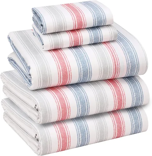 Vista 97 de RUVANTI Sábanas 100% algodón percal tamaño Queen, diseño floral refrescante y transpirable, duraderas, con una sensación nítida, suave y cómoda