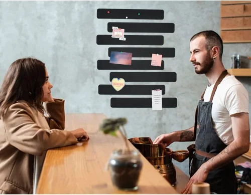 Vista 5 de Vuzvuv 8 tiras de barra de tablón de anuncios con 50 alfileres y 10 pines de clip de madera, tablero de corcho autoadhesivo para pared, tablero