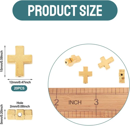 Vista 25 de Craftdady - Cuentas pequeñas de cruz de metal