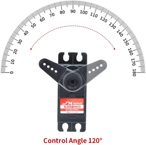 Vista 2 de JX Servo PDI-6208MG 17.6 lbs 2.19 oz Engranaje de metal de alta precisión Servo estándar digital para RC Car Track Robot Boat